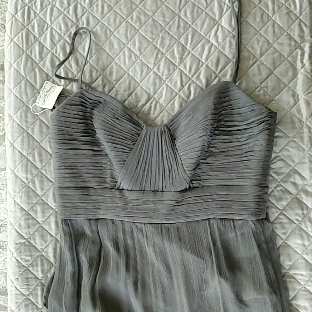 Amsale Silk Long Graphite Dress